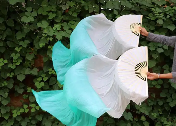 Одна пара (L + R) веер для танца живота фата из 100% шелка и бамбука длинные с