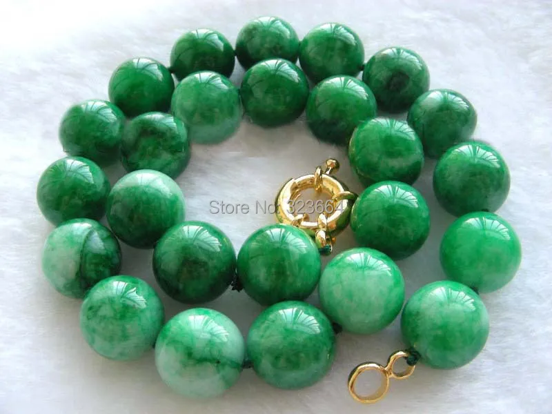 beautiful 18&quot Natural 16mm Round Green Jade Necklace | Украшения и аксессуары