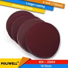 Диски шлифовальные из оксида алюминия, 6 дюймов (150 мм), с крючком и петлей, для электроинструментов дремель для обработки дерева, 10 шт.