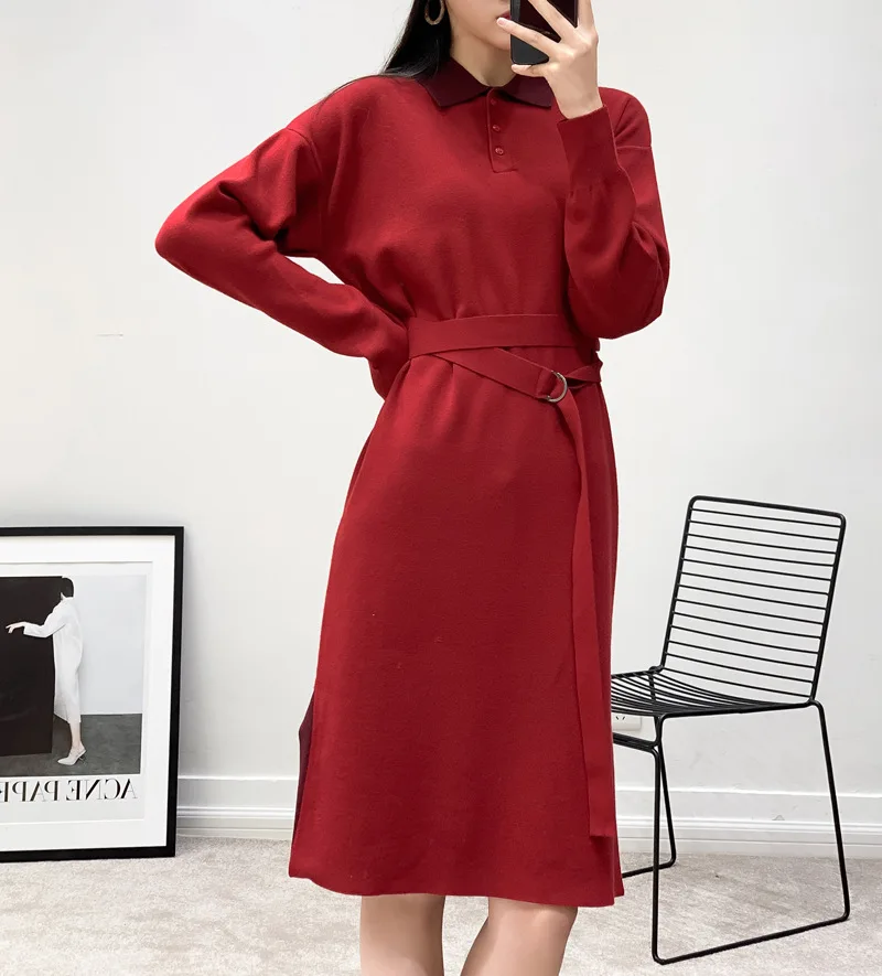 Женское трикотажное платье трапециевидной формы с длинным рукавом из 2019