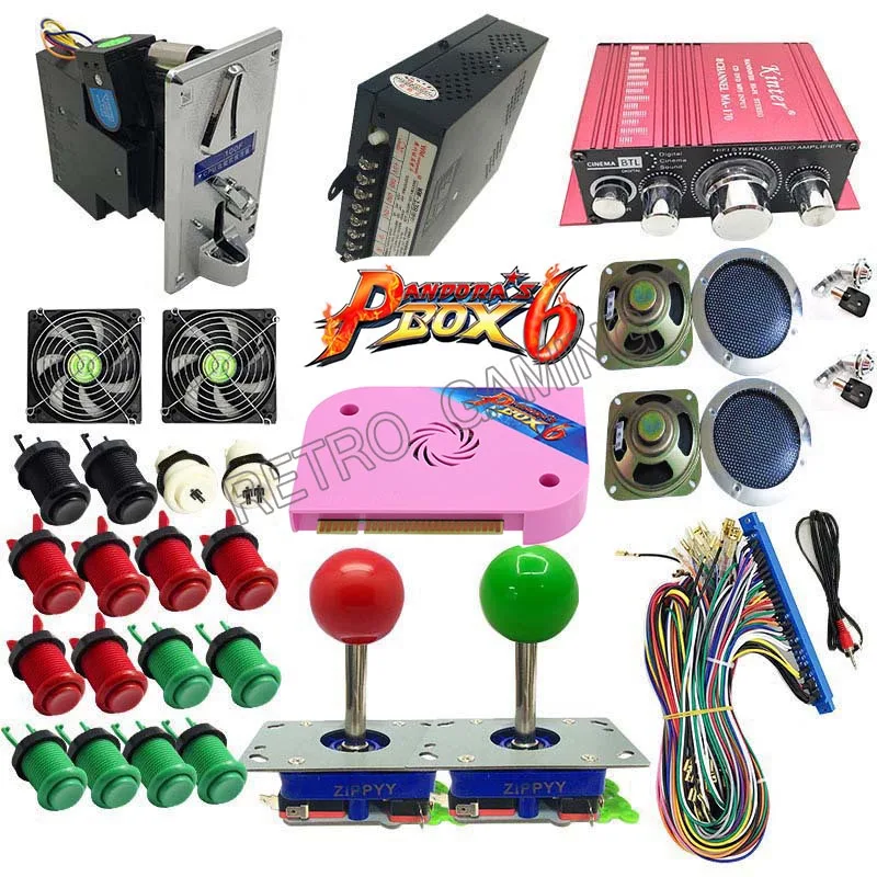 long zippy joystick Полный комплект с коробкой Пандоры 6 PCB 1300 в 1 Jamma блок Питания монета mech джойстик Hap Кнопка для DIY аркадных игр шкаф машина - Цвет: long zippy joystick