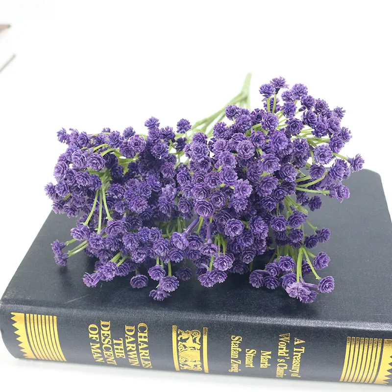 purple 40 см настоящий сенсорный Искусственный детский дыхательный венок цветок PU декор для свадебного домашнего стола вечерние рождественские подарки поддельные цветы 3 цвета - Цвет: purple