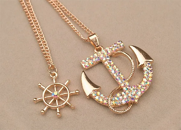 Горячая распродажа мода ювелирных изделий классического кристалл якорь