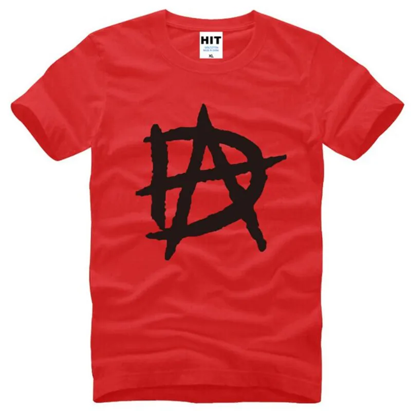 Амвросий DA логотип печатается футболки Для мужчин Летний стиль короткий рукав