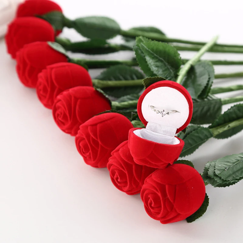 Искусственный романтический цветок красная роза обручальные серьги кольца