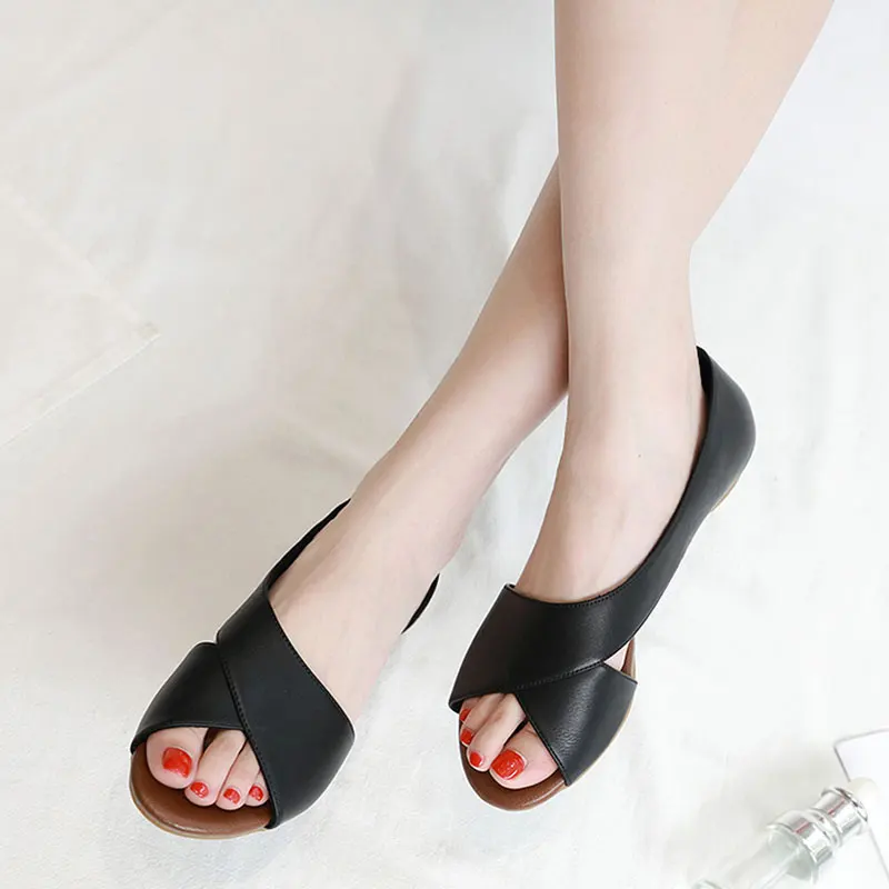 Женские сандалии на танкетке TANGNEST летние однотонные низком каблуке с открытым