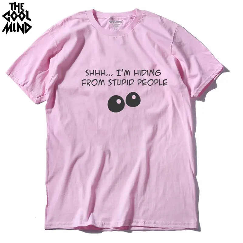 PINK COOLMIND FU0112A, летние мужские футболки, Забавный топ с девизом, мужские футболки с коротким рукавом, хлопок, футболка с круглым вырезом, Повседневная футболка - Цвет: PINK