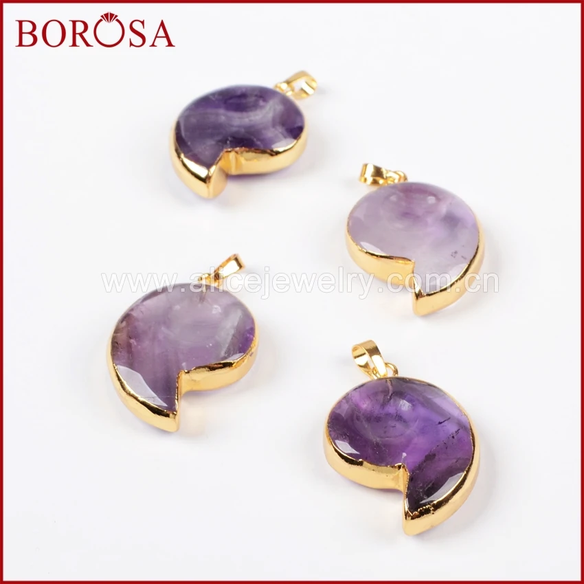 BOROSA модный 1 шт золотой цвет цельный аммонит кулон аметисты Druzy Кристалл