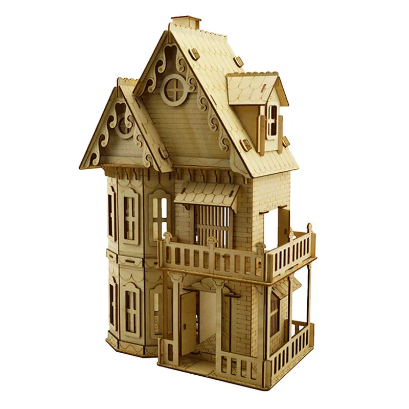 Фото Миниатюрный Кукольный 3d-дом, Деревянный Кукольный дом, игрушки «сделай сам», подарок для детей на день рождения, 46 см №3