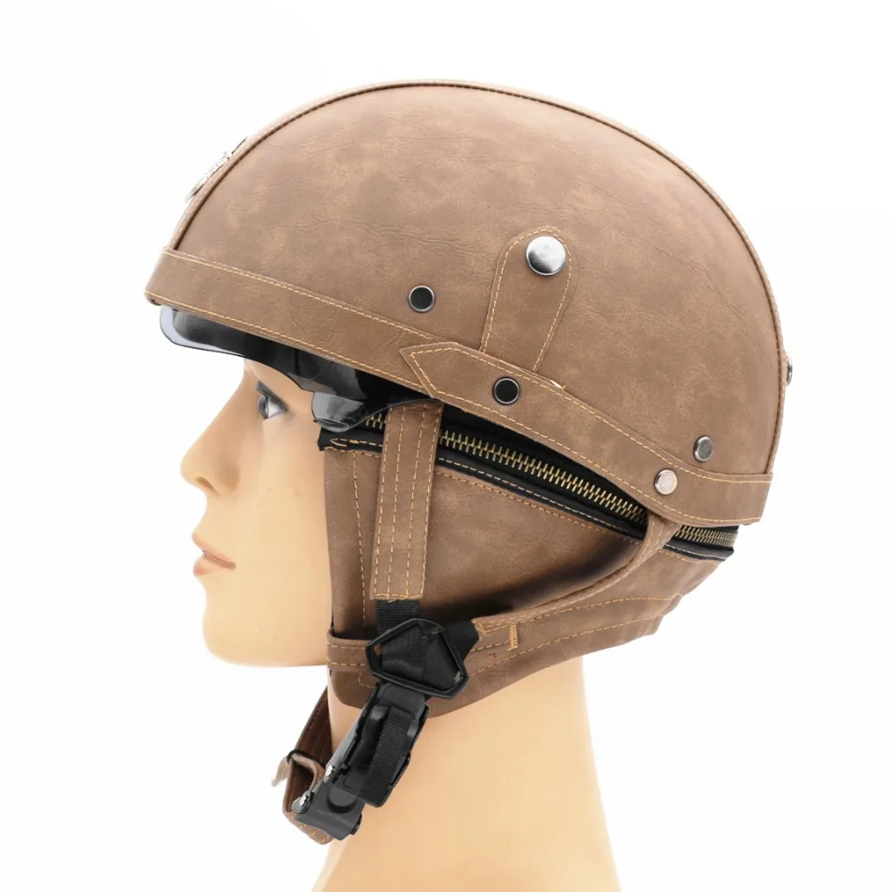 Кожаный винтажный мотоциклетный шлем Vespa с полуоткрытым лицом и воротником|helmet