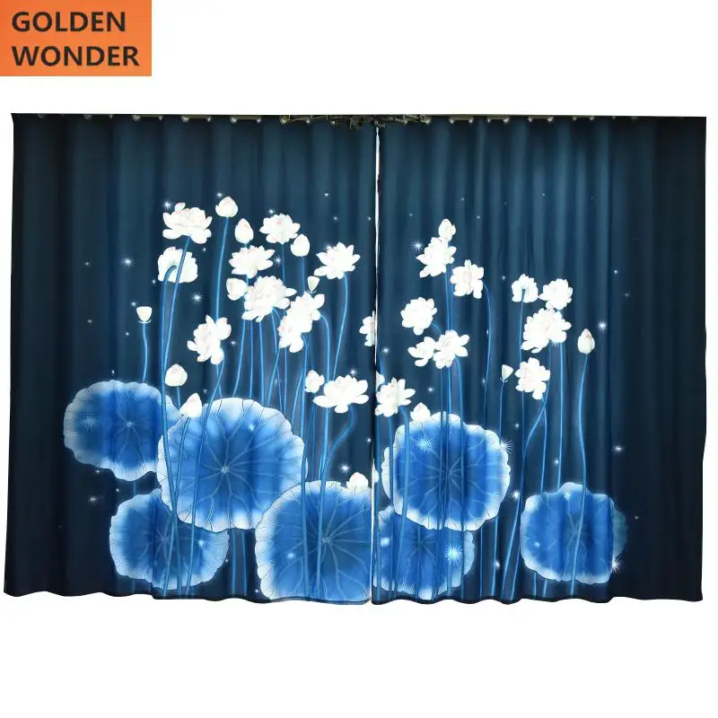 Chinese Style Custom Made Window Curtain Living Room Drapes Blackout Curtains For Bedroom Finished Lotus Printing | Дом и сад