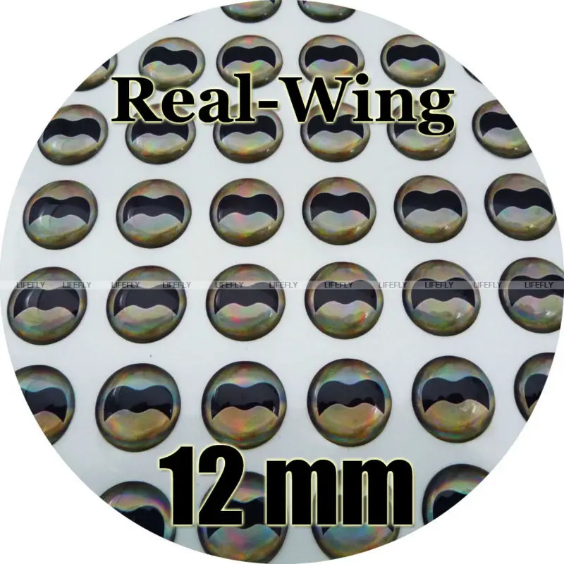12 мм 3D Real. Wing/оптовая продажа 250 мягкие формованные голографические глаза рыб Fly Jig