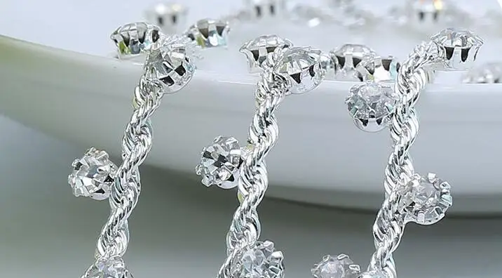 1 ярд блестящие стразы кристаллы серебро/золото ленточка с металлическим