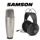 Микрофон SAMSON C01U Pro (наушники Samson SR850), конденсаторный USB-микрофон для студийной записи музыки, звукозаписи и видео