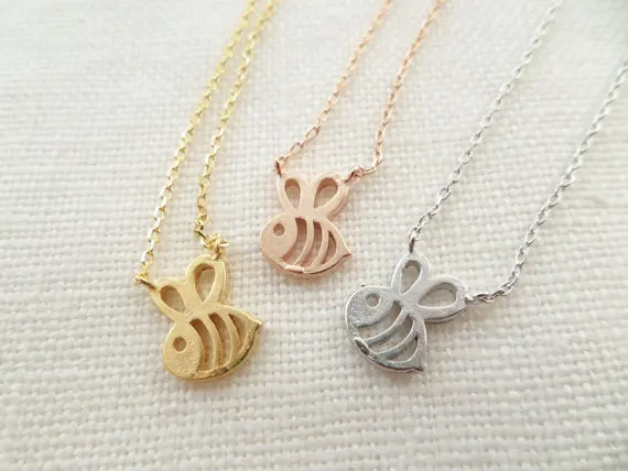 Модное ожерелье с маленькой Пчелкой подвеска в виде оригами шмеля|bee necklace|statement