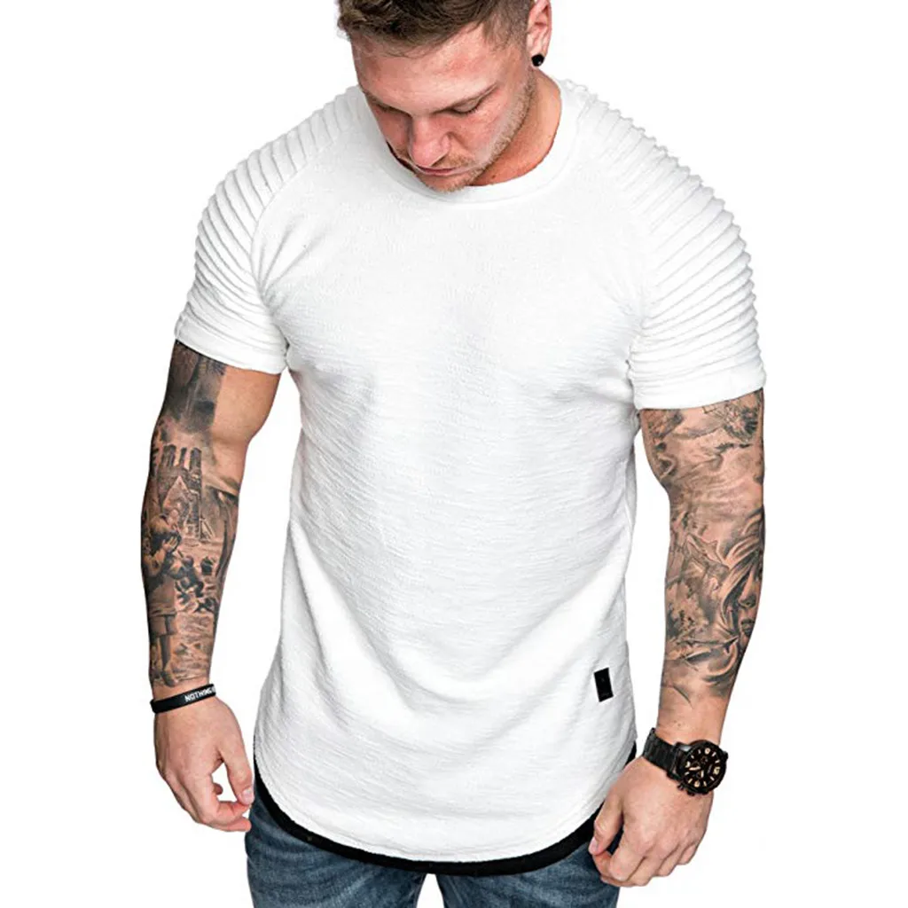 CHAMSGEND высокое качество футболки мужские круглый вырез одноцветная футболка 2018