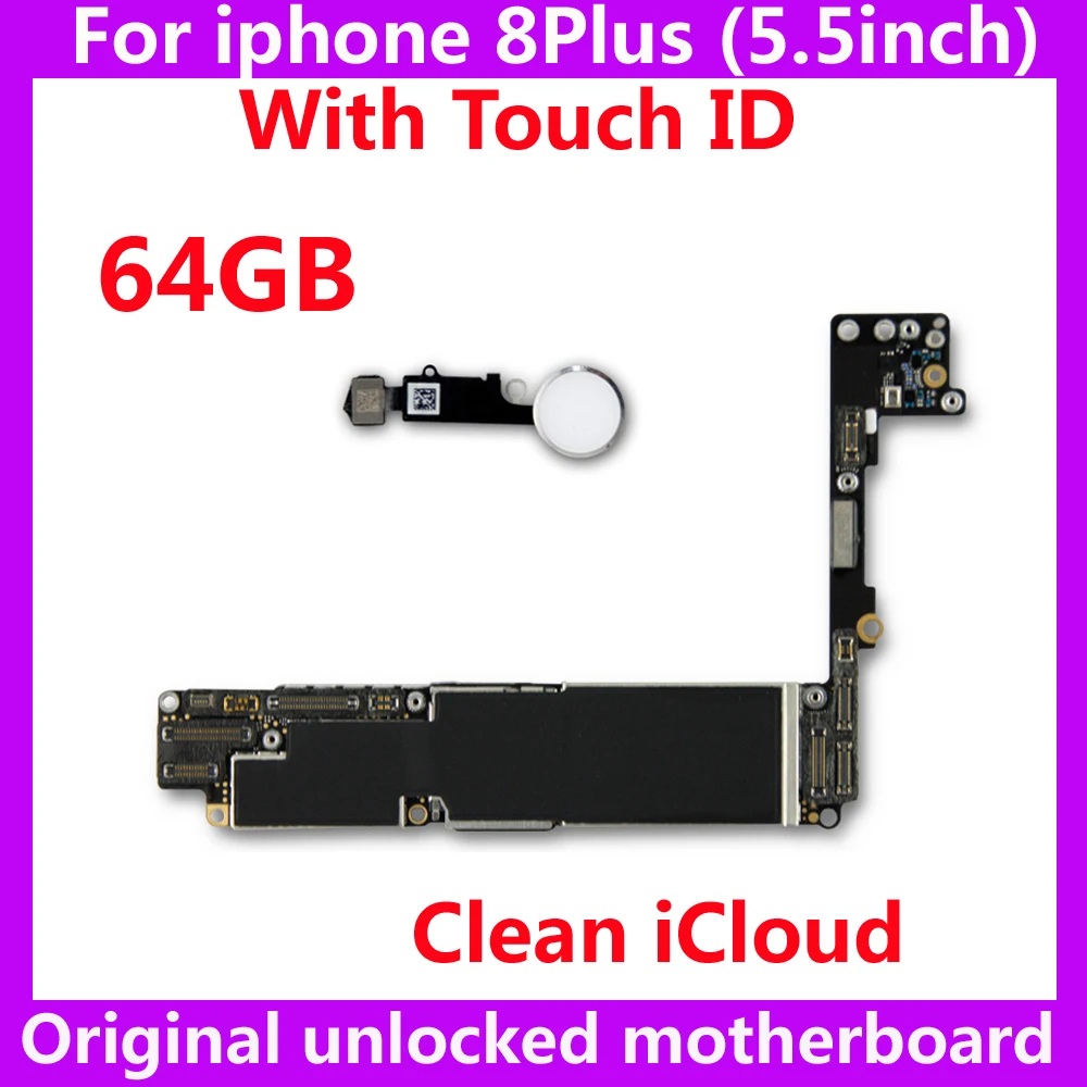

Оригинальная материнская плата для iphone 8 Plus, 64 ГБ с/без Touch ID, для iphone 8 Plus, разблокированная IOS системная плата, чистая iCloud