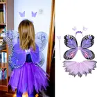 Для взрослых, костюм для детей из 4 вещей: сказочный костюм комплект с LED симуляцией, с украшением в виде крыльев бабочки; Туфли с острым и юбка-пачка головная повязка, палочка принцессы для девочек вечерние на шнуровке