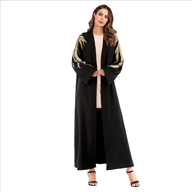 Платье-макси Abaya, длинное платье-кардиган с вышивкой и бусинами, платье-кимоно Jubah, Рамадана