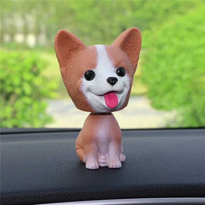 Corgi dog Автомобильный орнамент, милый качающий головой, кивающая собака, кукла, Автомобильный интерьер, приборная панель, украшение, качающаяся голова, щенок, фигурка, игрушки, аксессуары - Название цвета: Corgi dog