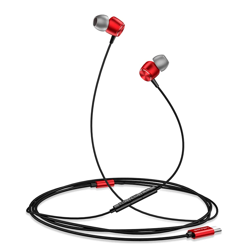 USAMS, EP-31, басы, наушники-вкладыши, type-C, металлические наушники, USB C, гарнитура, проводные, наушники, type c, для samsung, huawei, микрофон