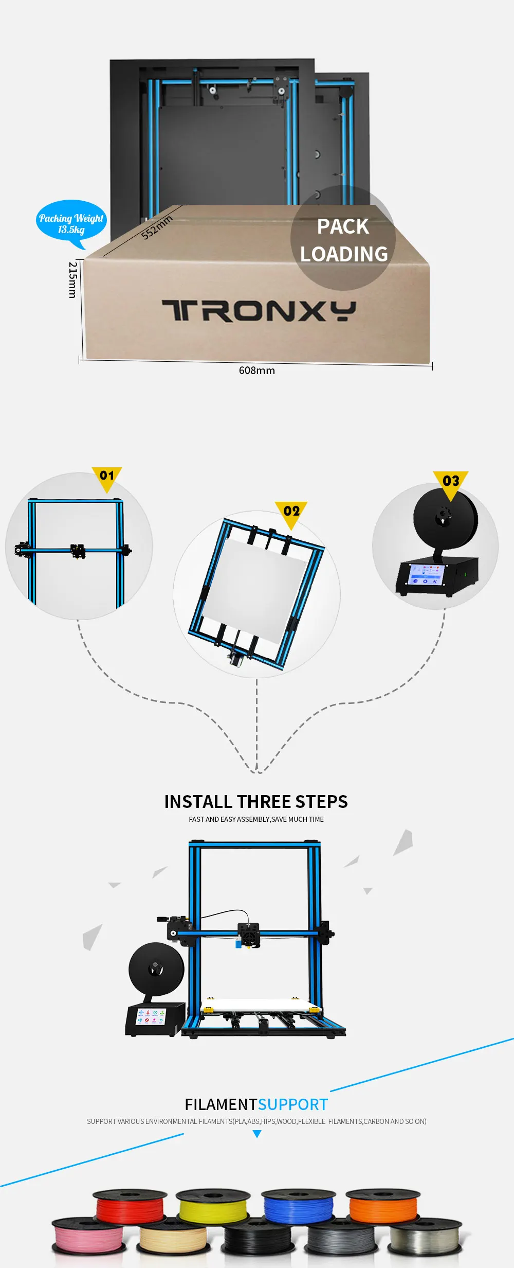 Tronxy X3SA 3d принтер алюминиевый профиль быстрая сборка комплект отключение питания восстановление потери филимента Печать Автоматический уровень нагреватель