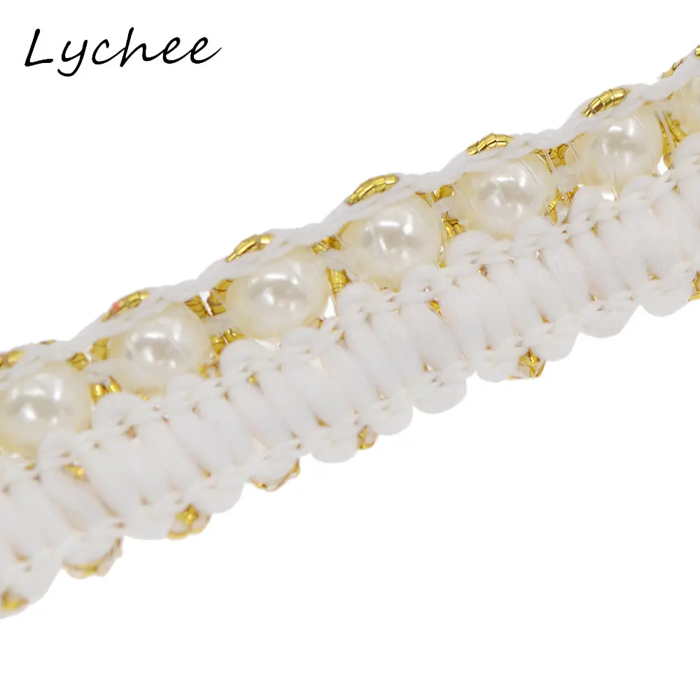 Lychee 1 м полиэфирная пряжа с вышивкой искусственный жемчуг кружевная отделка для