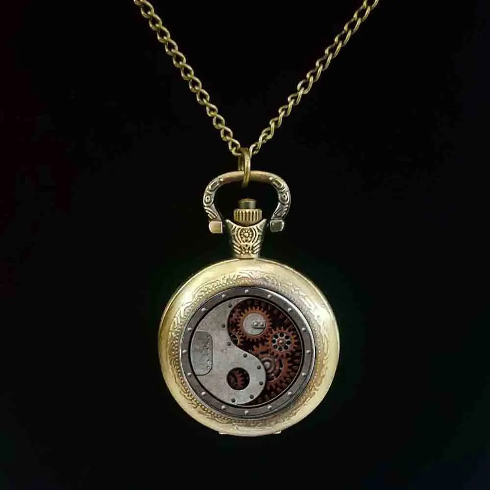 

2017 New Design Round Wheel Gear pocket watch Connectors Charms Steampunk Style Metal pocket watch Men Jewelry