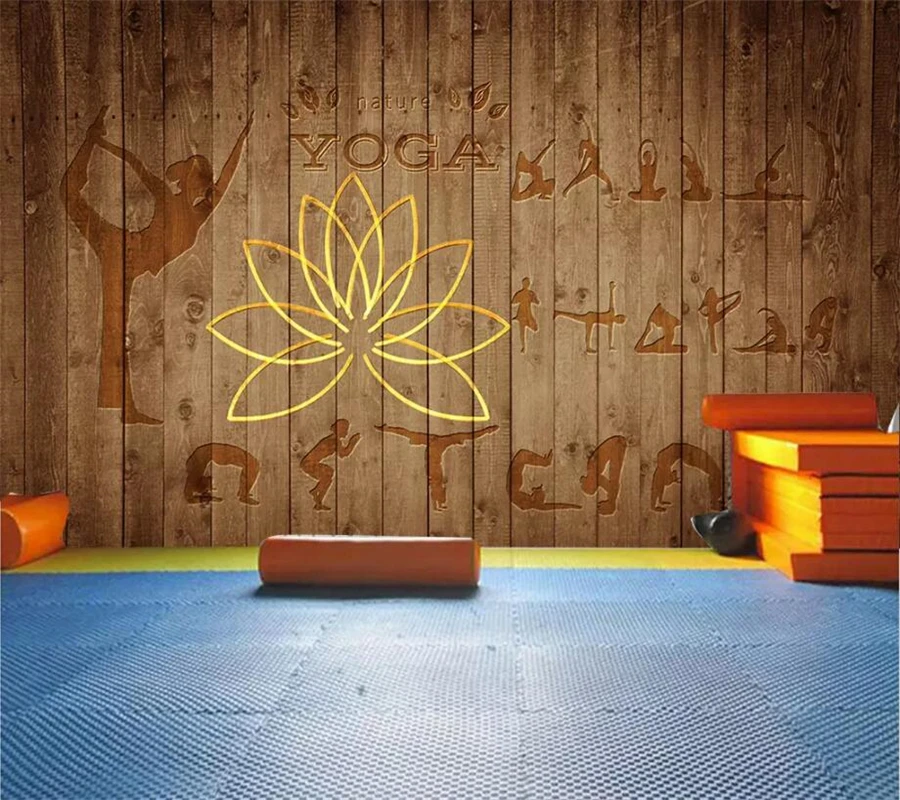 Обои на заказ 3d росписи Европейский Фитнес Спорт Йога Досуг клуб Дерево Зерно