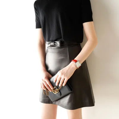 

Tao Ting Li Na New Fashion Genuine Sheep Leather Skirt G14