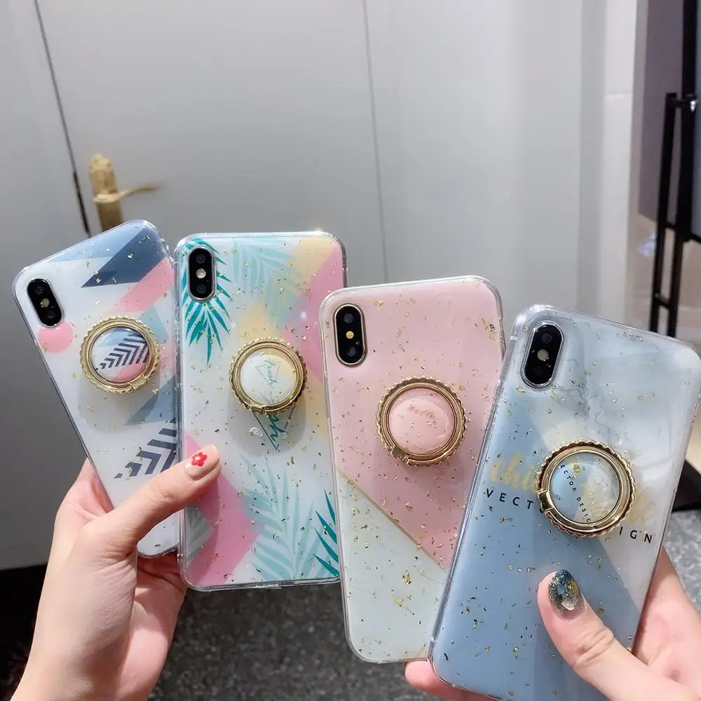Zxtrby простой Блестящий Мягкий чехол для сотового телефона с держателем iphone XS XR XSMax