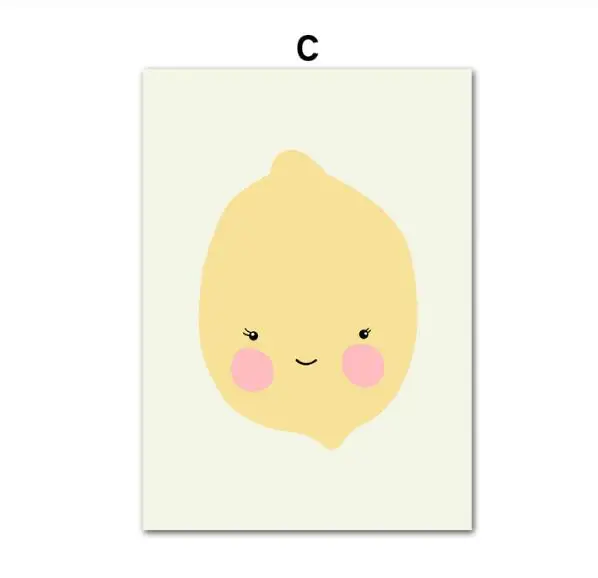 

Cartoon Cute Apple Pear Ice Cream Abstract Painting Wall Canvas Painting Nordic Posters And Prints Kids Room Decor No Framed