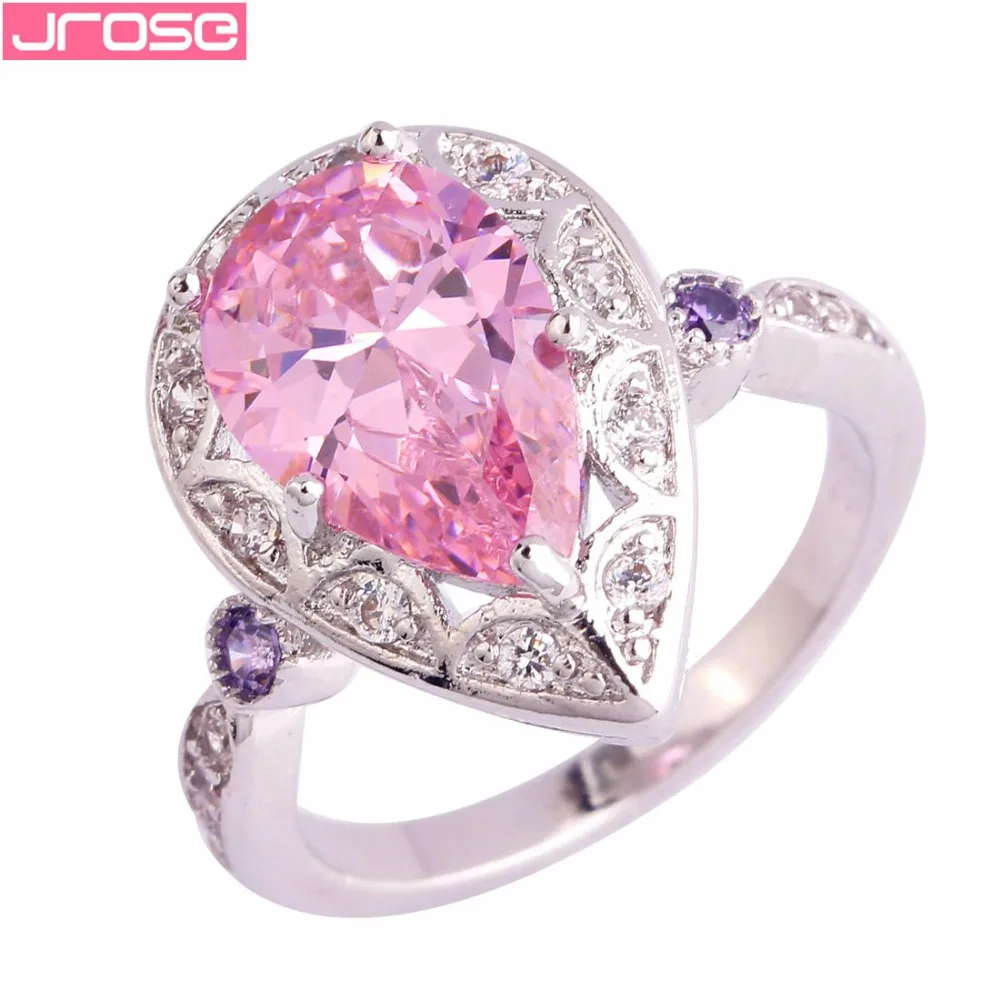 Jrose модное серебряное кольцо в виде капель с красным розовым фиолетовым и белым