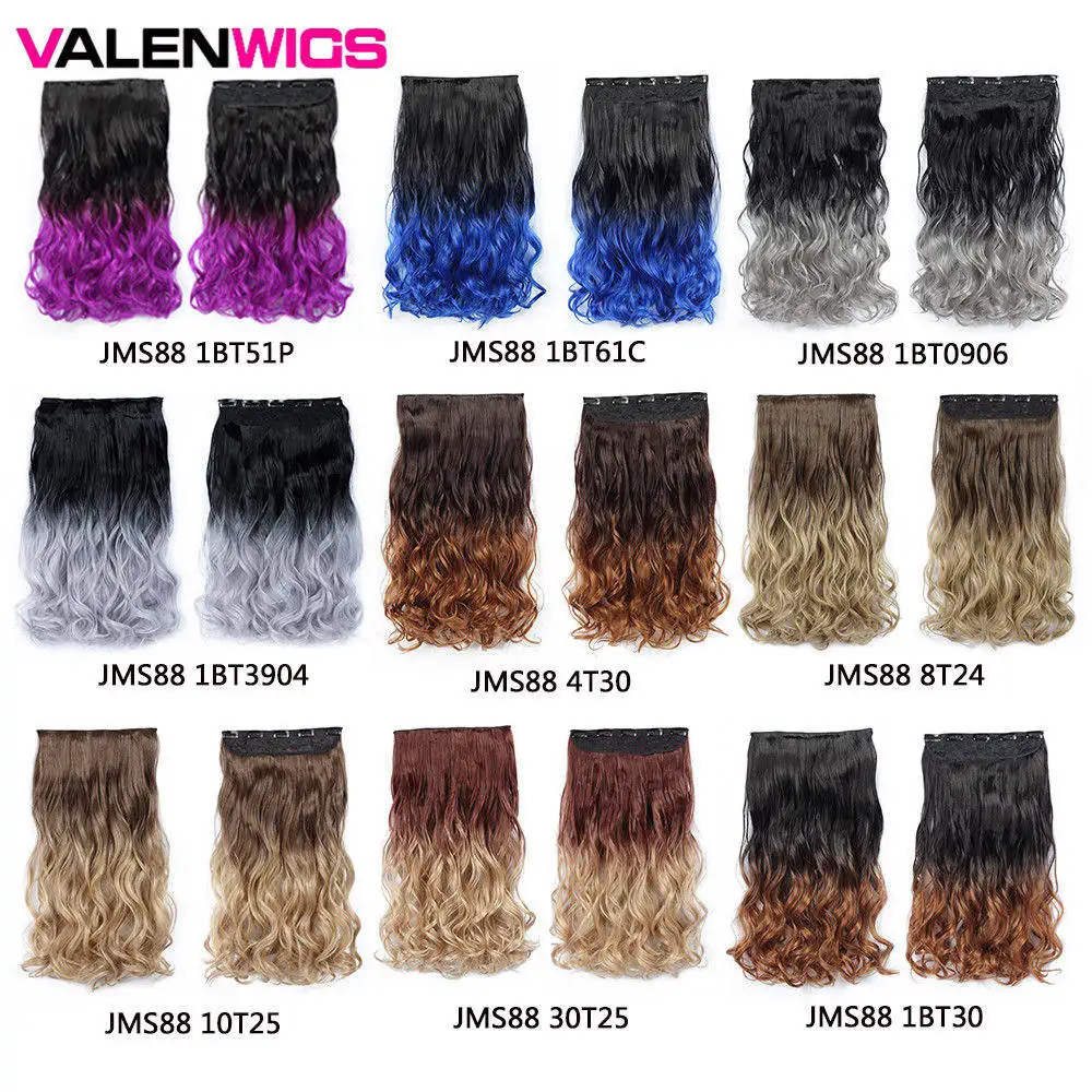 Valen Wigs2" Половина полная голова заколка 5 клипов один кусок черный коричневый цвета длинные кудрявые Синтетические Клип в один кусок