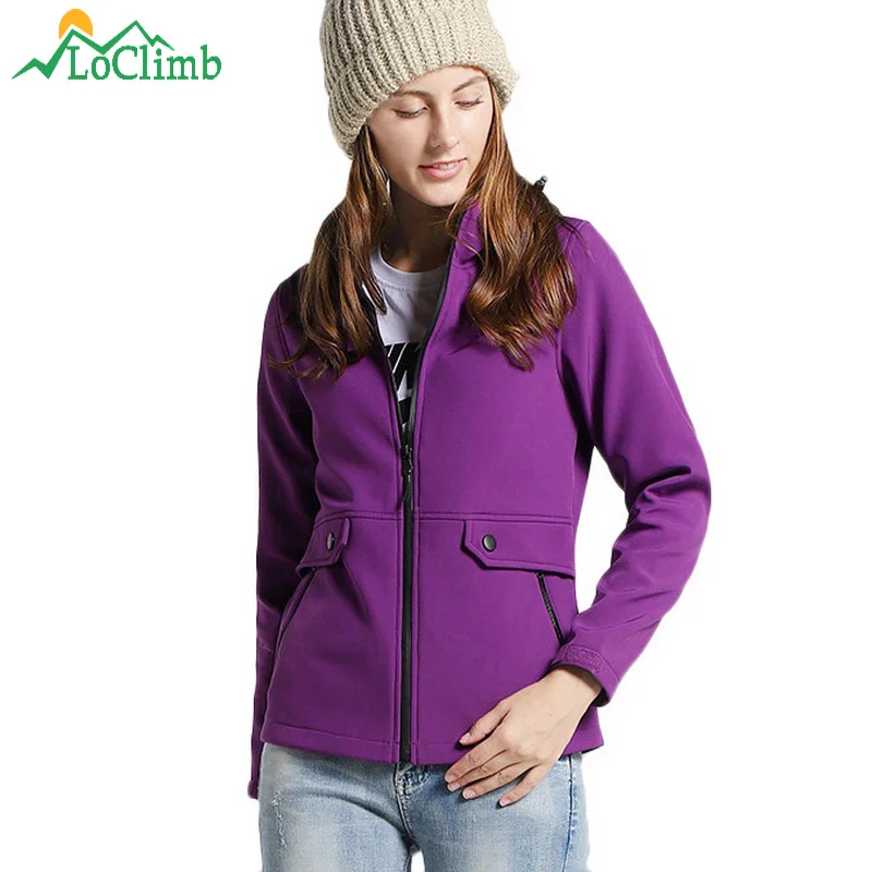 

LoClimb Autumn Winter Hiking Jacket Women Fleece Softshell Coat Women's Windbreaker Outdoor Trekking Waterproof Jackets AW209