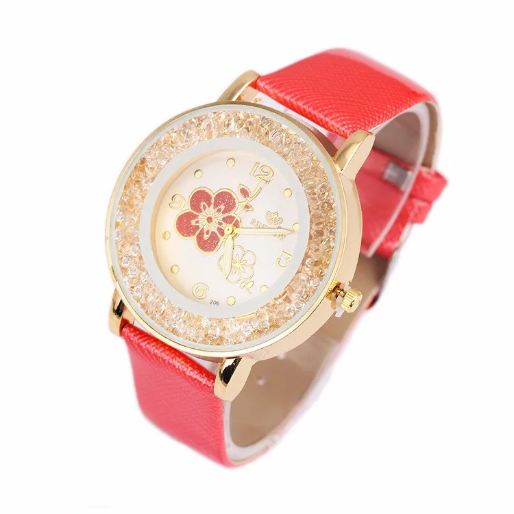 2016 мужские и женские Лидирующий бренд кварцевые часы с цветком желе циферблат