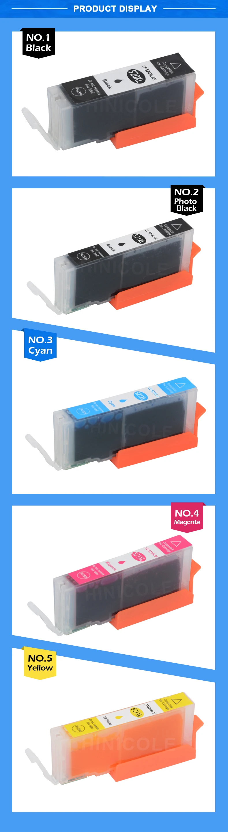 10 шт чернильные картриджи PGI 520 CLI 521 для Canon PIXMA iP 3600 4600 4700 MP 540 550 560 620 630 640 980 MX860 принтер с чипом