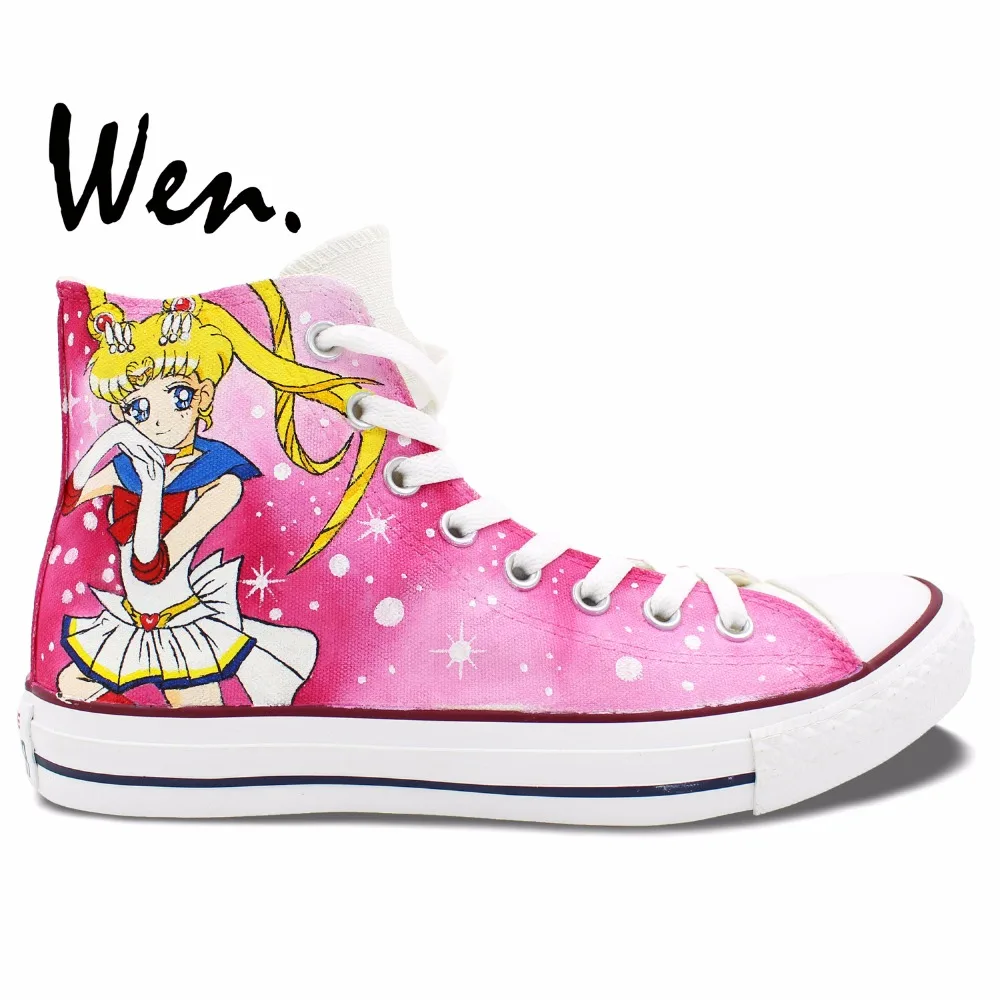 Вэнь розовые аниме ручная роспись кроссовки дизайн на заказ женские мужские
