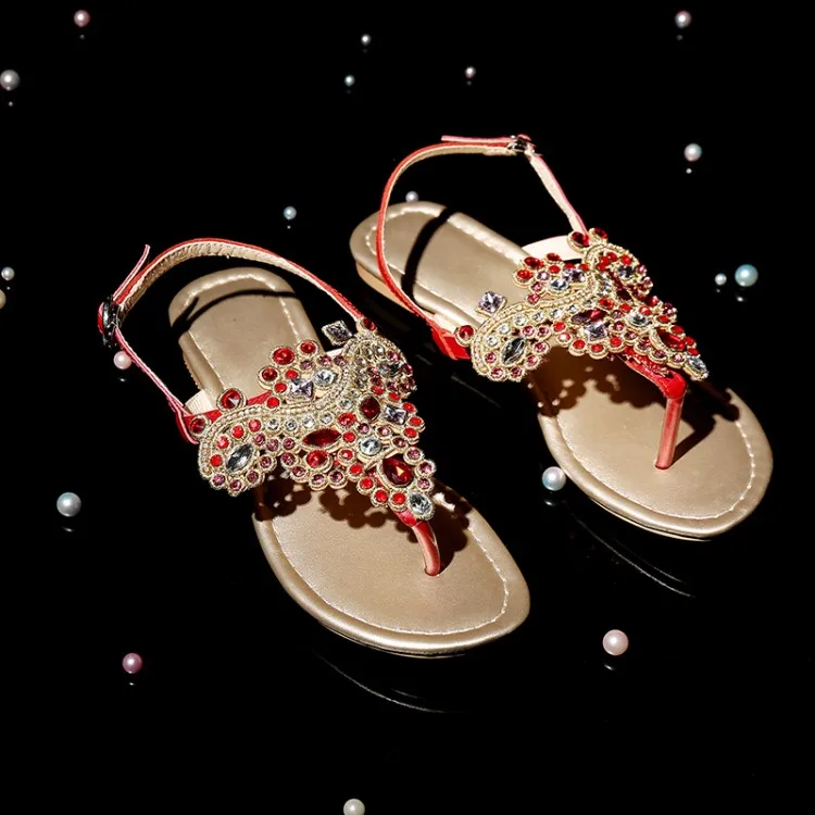 2019 новые богемные женские босоножки сандалии с кристаллами Rhinestone натуральная