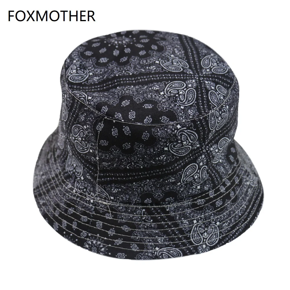 Панама FOXMOTHER Мужская, винтажная Кепка в стиле хип-хоп, с пейсли принтом, черная темно-синяя
