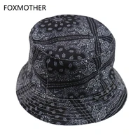 foxmother new vintage hip hop paisley bucket hats black navy chapeau femme caps gorro bucket mens