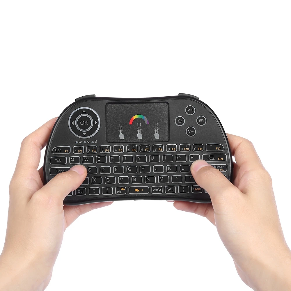 Мини Беспроводная QWERTY клавиатура 2,4 ГГц воздушная мышь с подсветкой умный Многофункциональный тачпад игровая клавиатура для ПК Android tv Box HTPC