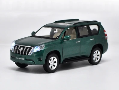 F 1:32 весы литья под давлением игрушка модель Toyota Land Cruiser Prado внедорожник со звуком светильник автомобилей Вытяните назад образовательные коллекция детский подарок - Цвет: F