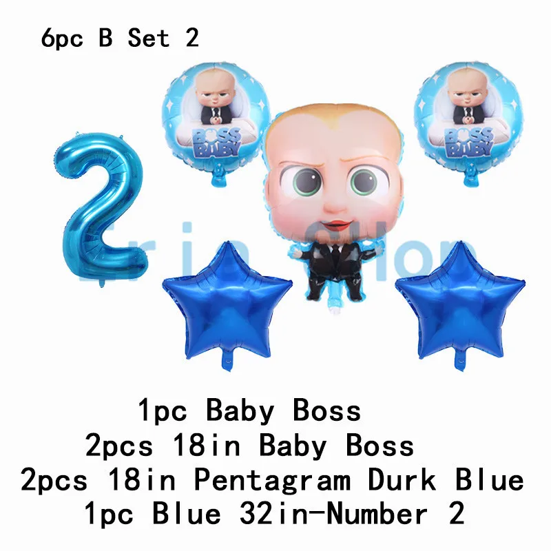 Boss baby на 1-й День Рождения Декоративные столовые принадлежности кружки, тарелки, салфетки 32 дюйма большие воздушные гелиевые шары с цифрами для душа - Цвет: 6pc Baby Start 2