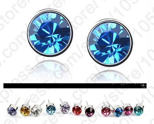 Женские серьги-пусеты из стерлингового серебра 925 пробы с цветным кристаллом ААА