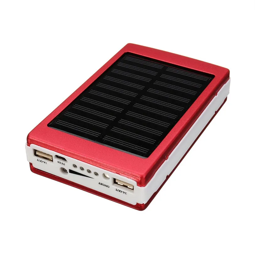 Портативный внешний аккумулятор на солнечной батарее с двумя USB порсветодиодный