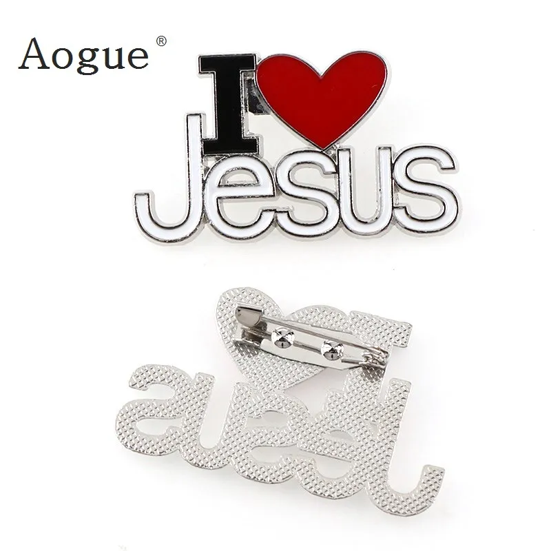 

Trendy Brooches Pins I LOVE JESUS Saint Christ Metal Badges Lapel Pins for Cothes Vintage Boutonniere Collar Jewelry