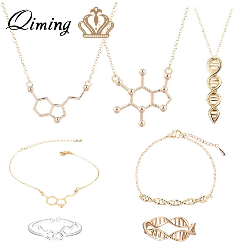 Геометрическое заявление ожерелье для женщин Женский молекула серотонина кулон