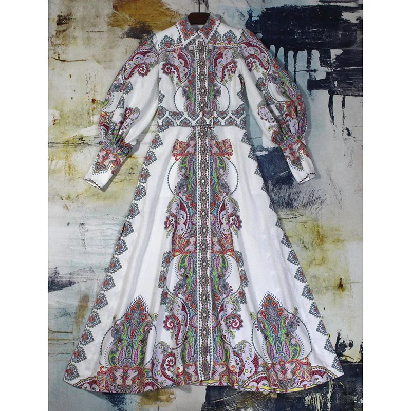2019 Новое поступление хлопковое льняное богемное женское длинное платье с