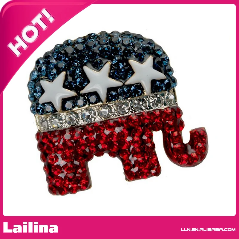 С украшением в виде кристаллов республиканский логотип стежков на каждые брошь